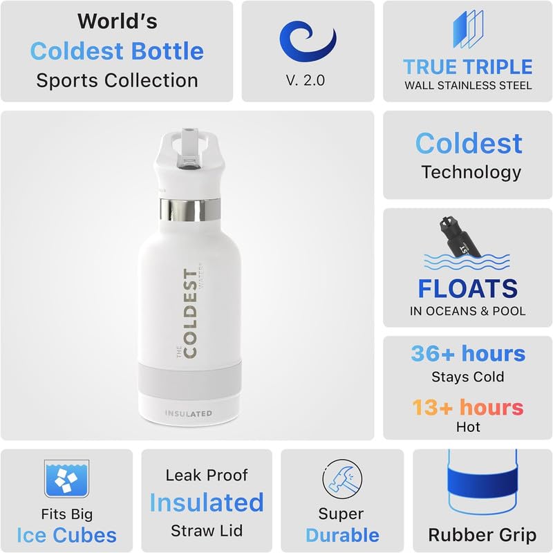 THE COLDEST WATER Coldest Insulated Water Bottle with Straw Lid - Stainless Steel Metal Insulated Bottle for Men & Women (Solar Yellow, 32 oz) - Image 5